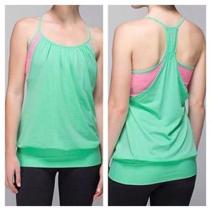 Lululemon No Limits Mint and Pink Tank Top Sz 12